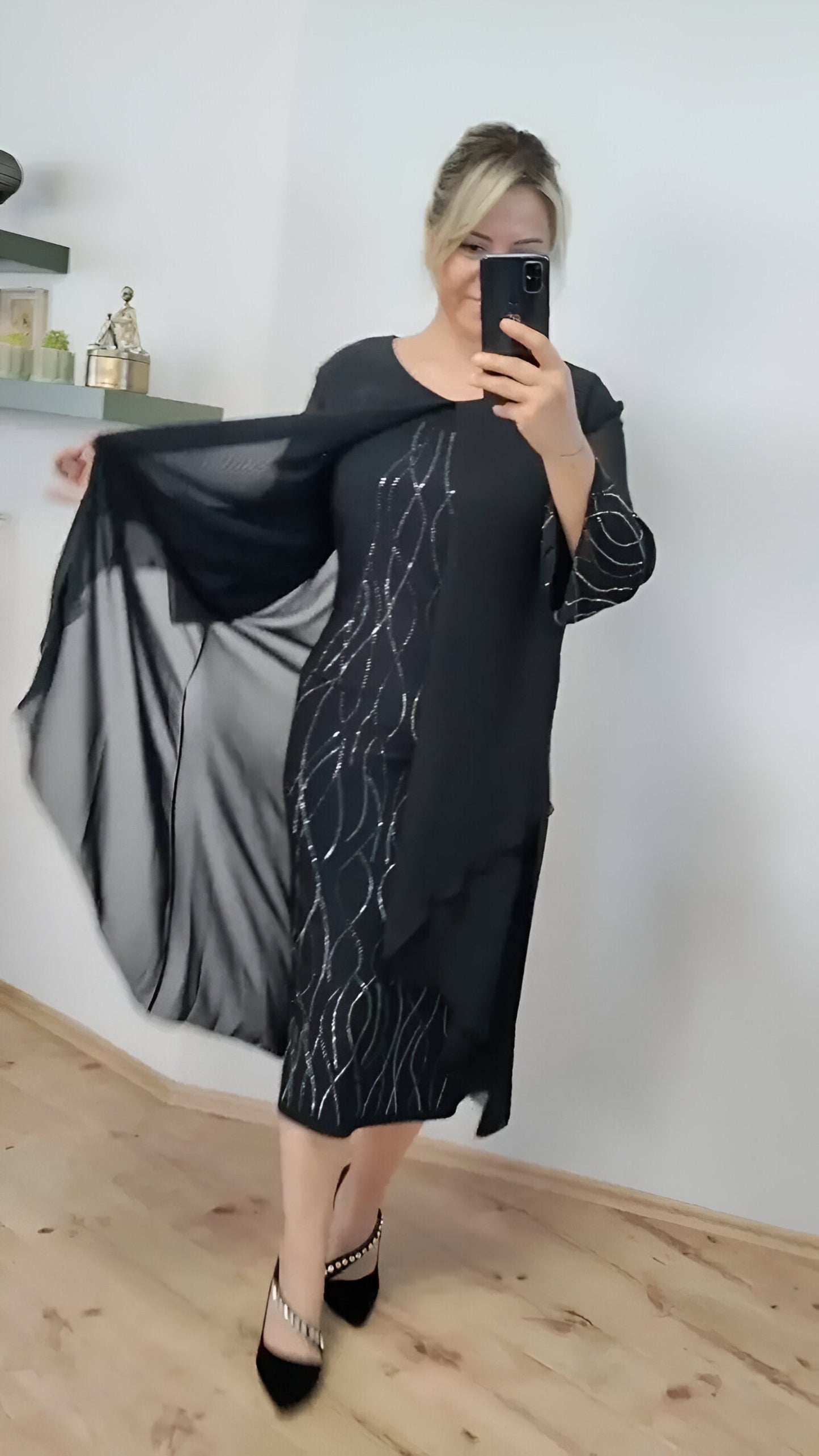 Nienke - Layered Chiffon Midi Overlay Dress