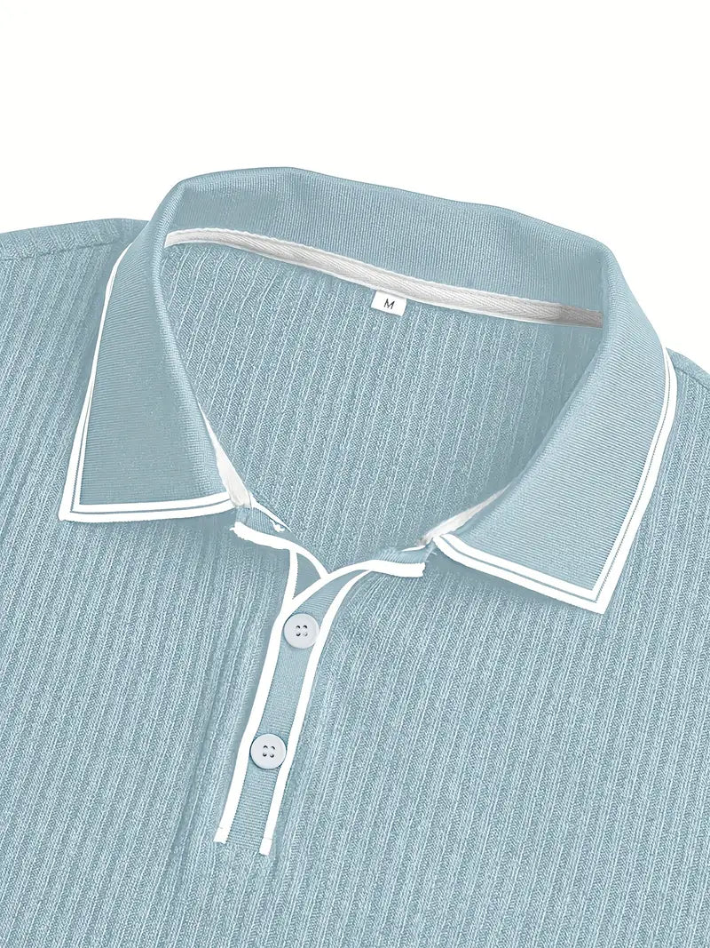 Orestis - Ribbed Short Sleeve Contrast Polo Shirt