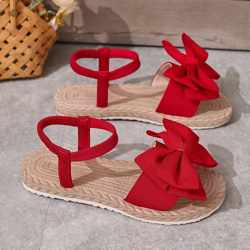 Michela | Bow Strap Flat Open Toe Sandals