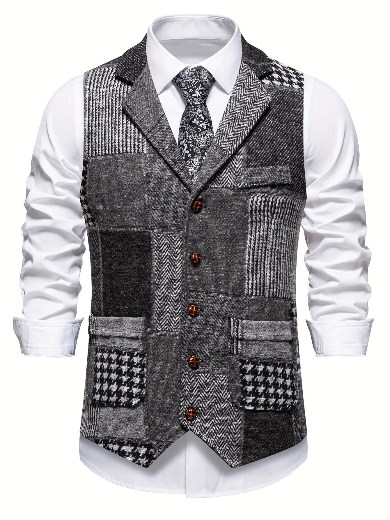 Saverse | Patchwork Tweed Style Waistcoat