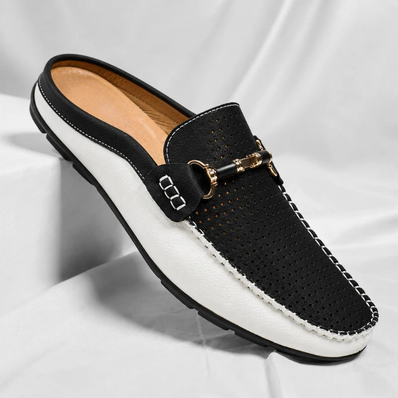 Yerson | Backless Perforated Slip-On Driving Loafers