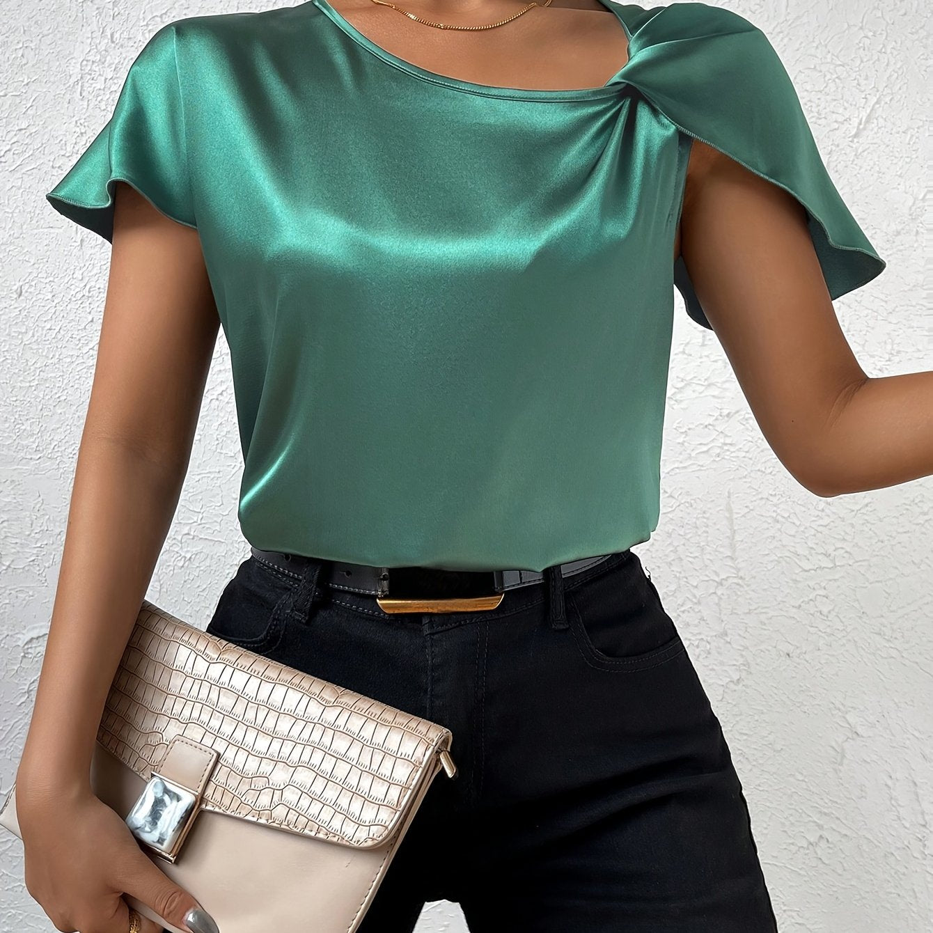 Loretta | Satin-Look Cape Sleeve Blouse