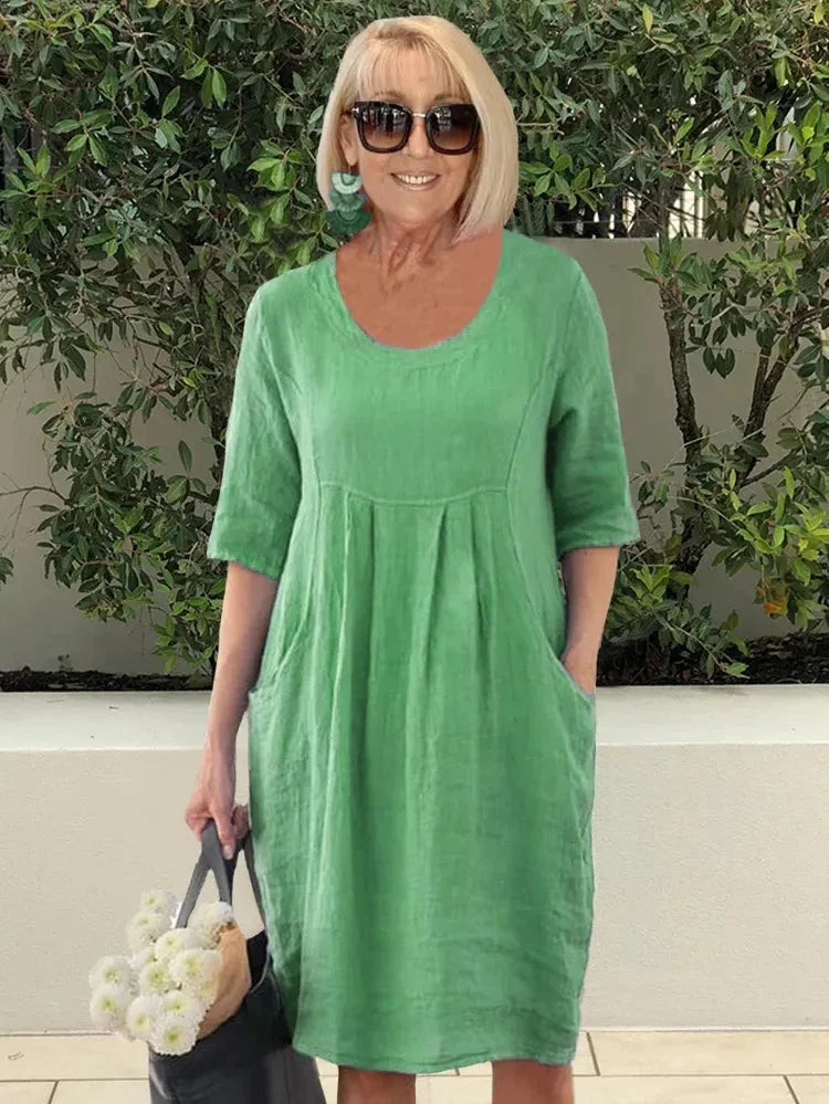 Devyn | Relaxed Pocket Midi Dress with Half Sleeves