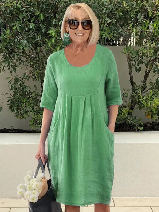 Devyn | Relaxed Pocket Midi Dress with Half Sleeves