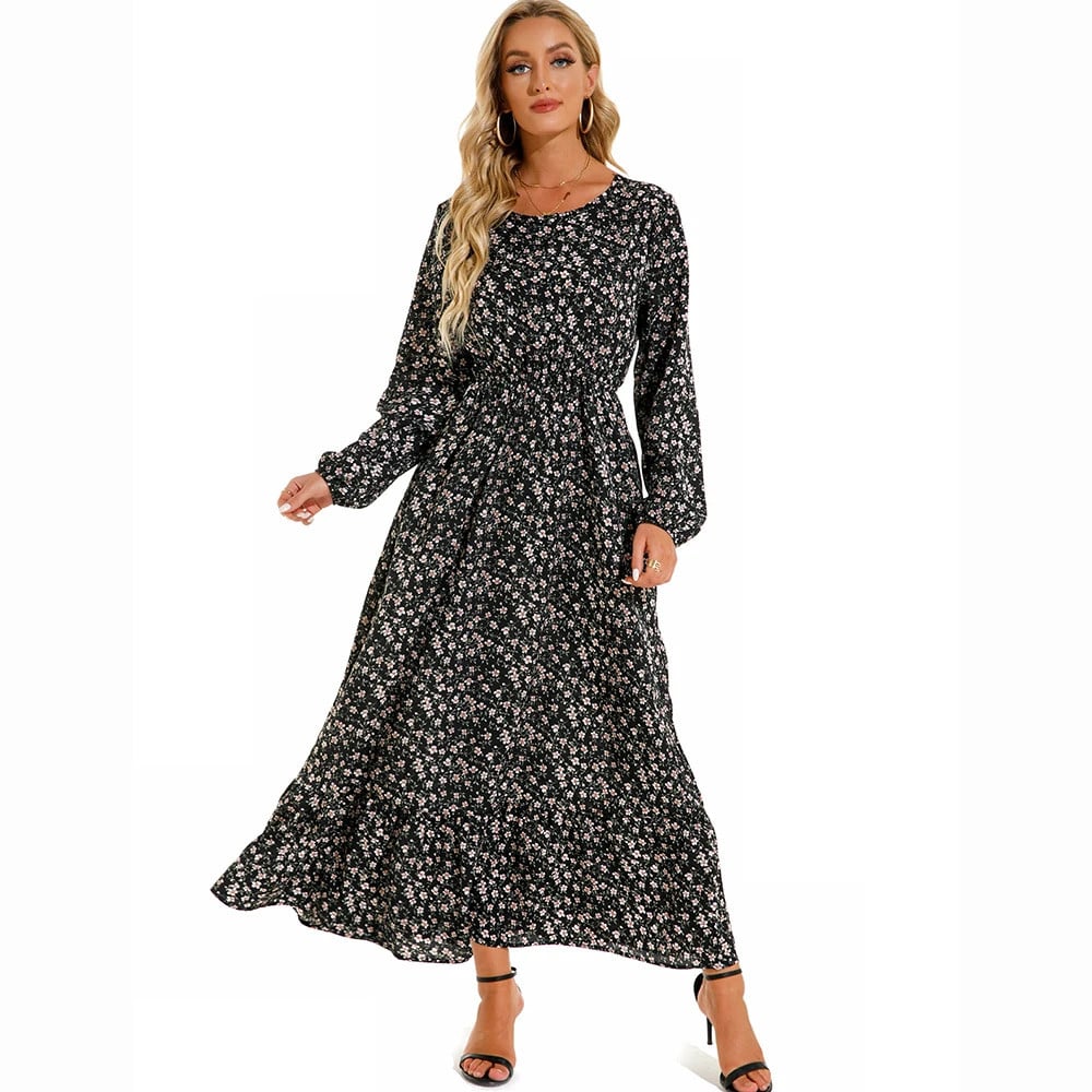 Trisha | Floral Print Maxi Dress Long Sleeves