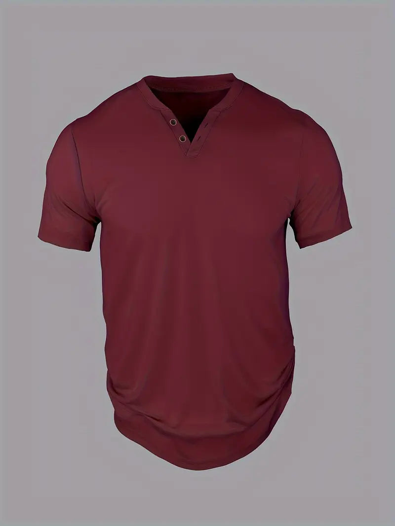 Eligio | Henley Neck Short Sleeve T Shirt