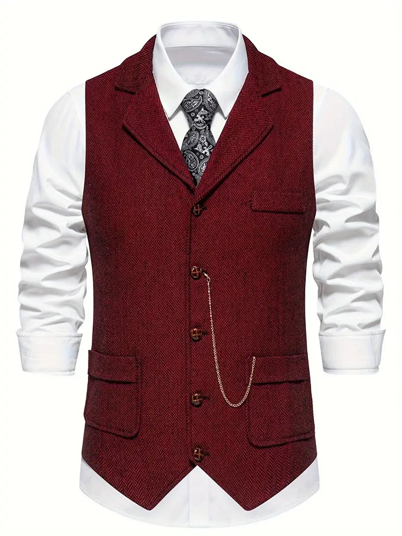 Ferry |  Herringbone Button Front Waistcoat