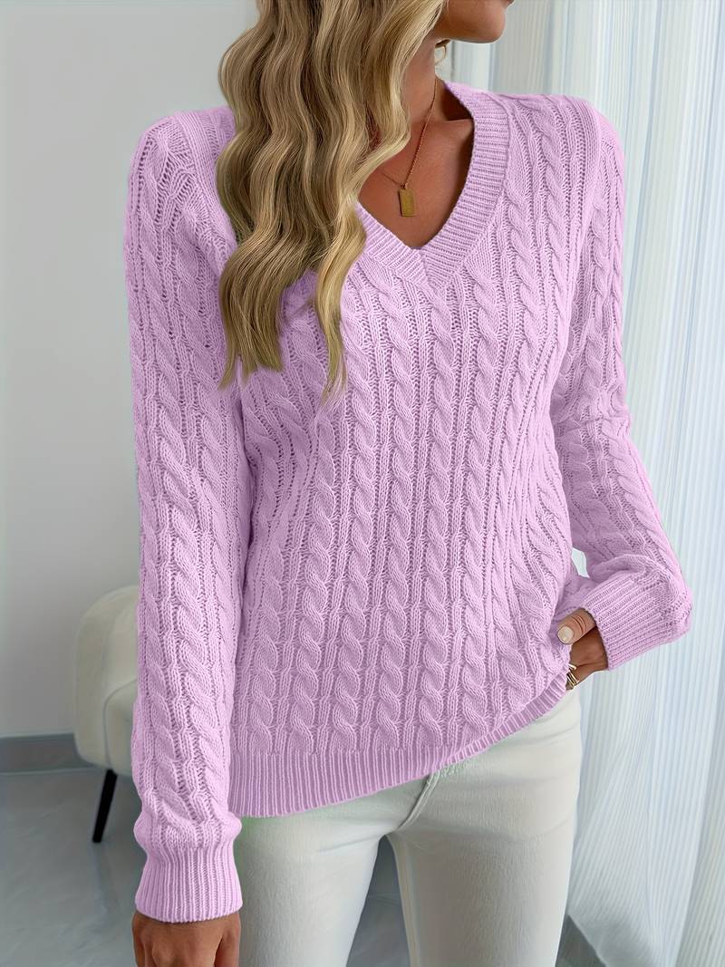 Zivah | V-Neck Cable Knit Jumper