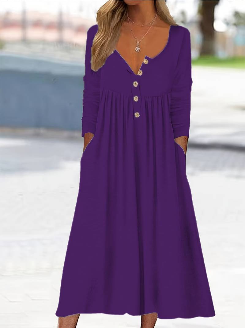 Imethma | Midi Dress Long Sleeve Button Front