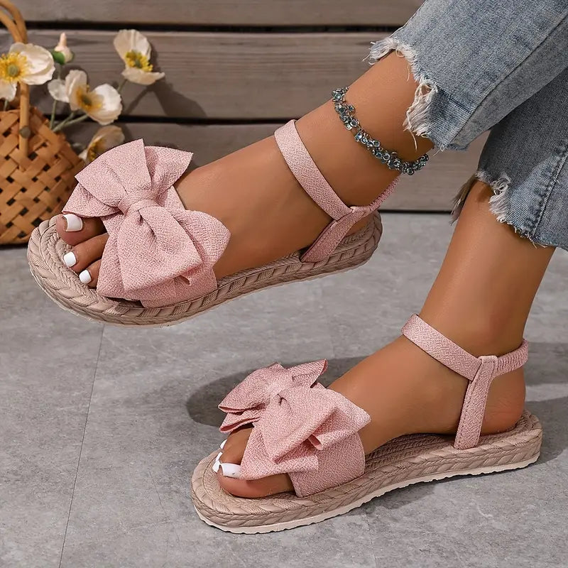 Michela | Bow Strap Flat Open Toe Sandals