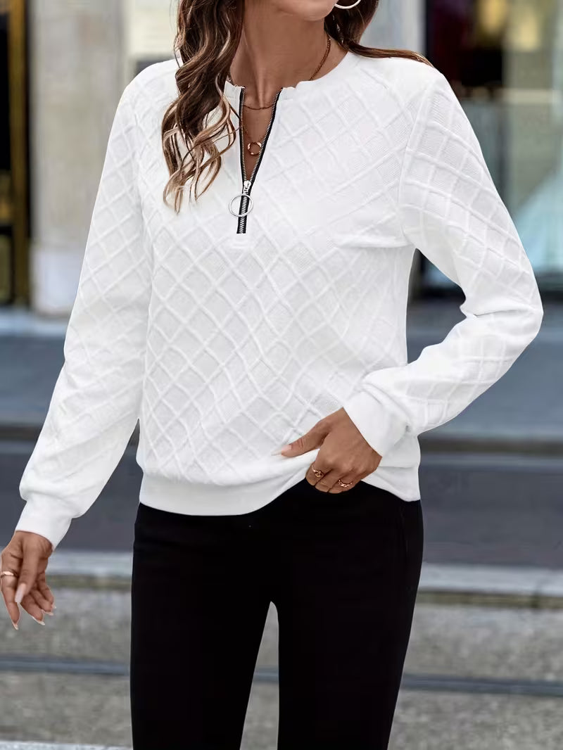 Juliet | Sweatshirt Long Sleeve Textured Quarter Zip Neck