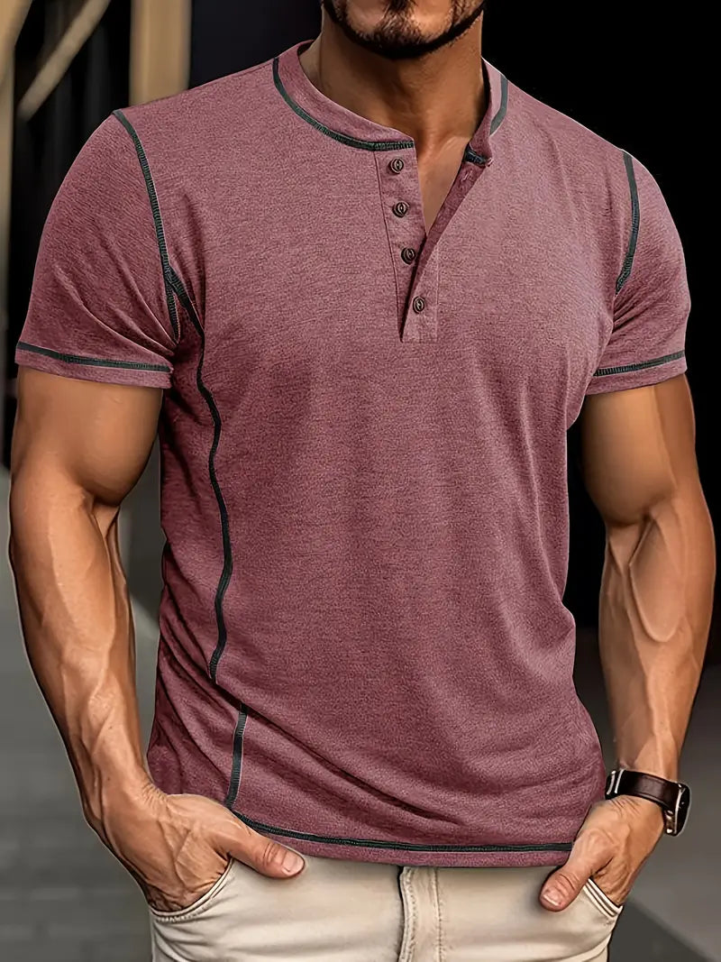 Orazio | Short Sleeve Henley Neck T-Shirt