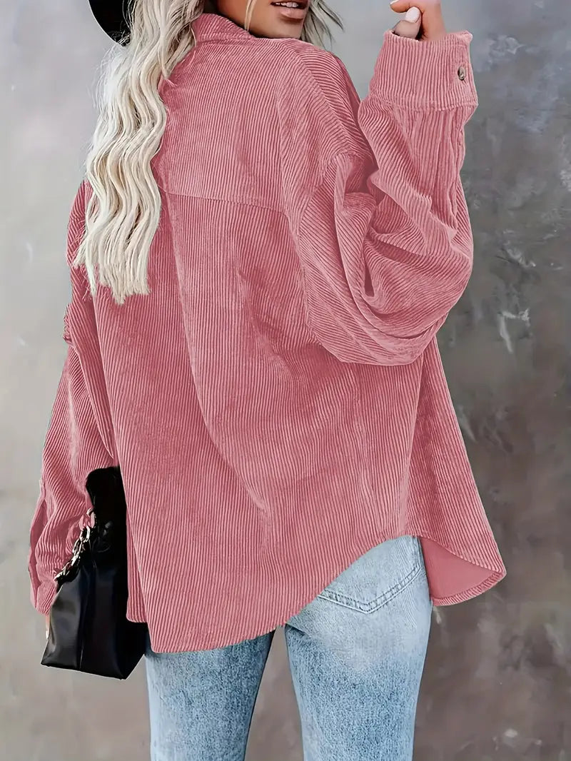 Irmela | Long Sleeve Button Front Corduroy Shirt