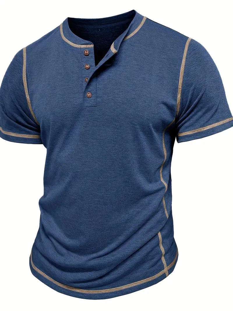 Orazio | Short Sleeve Henley Neck T-Shirt
