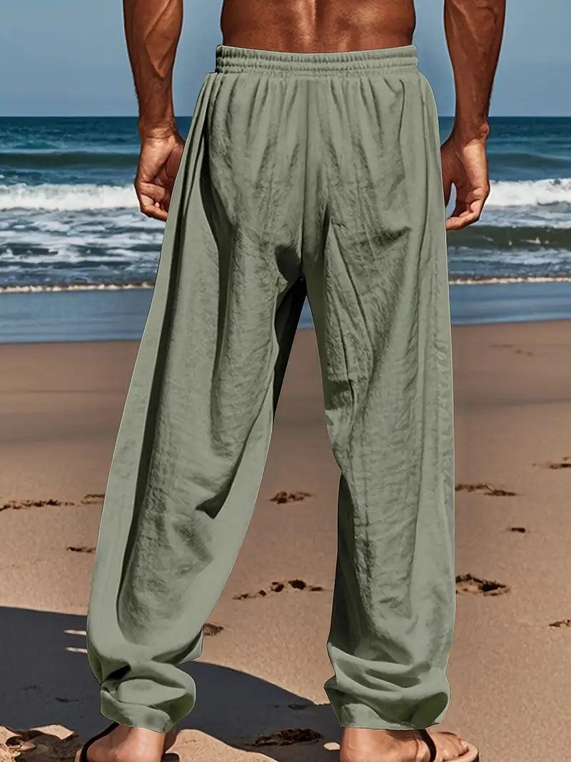 Babaev | Drawstring Wide Leg Linen-Style Trousers