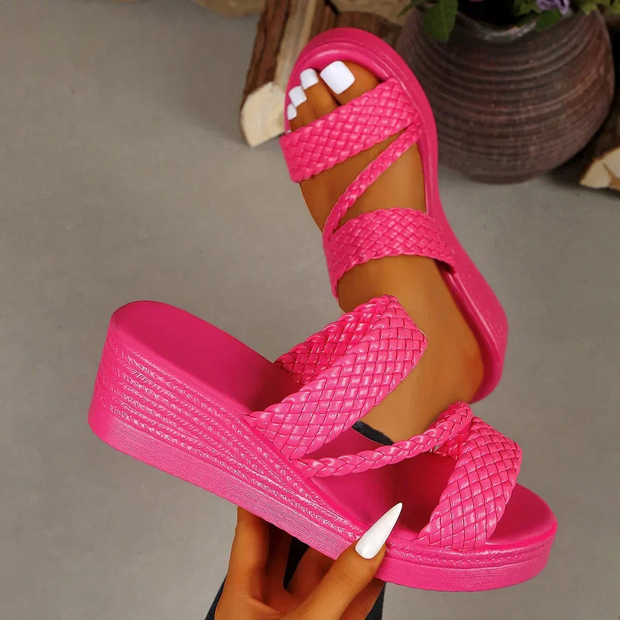 Kalwina - Wedge Braided Strap Sandals