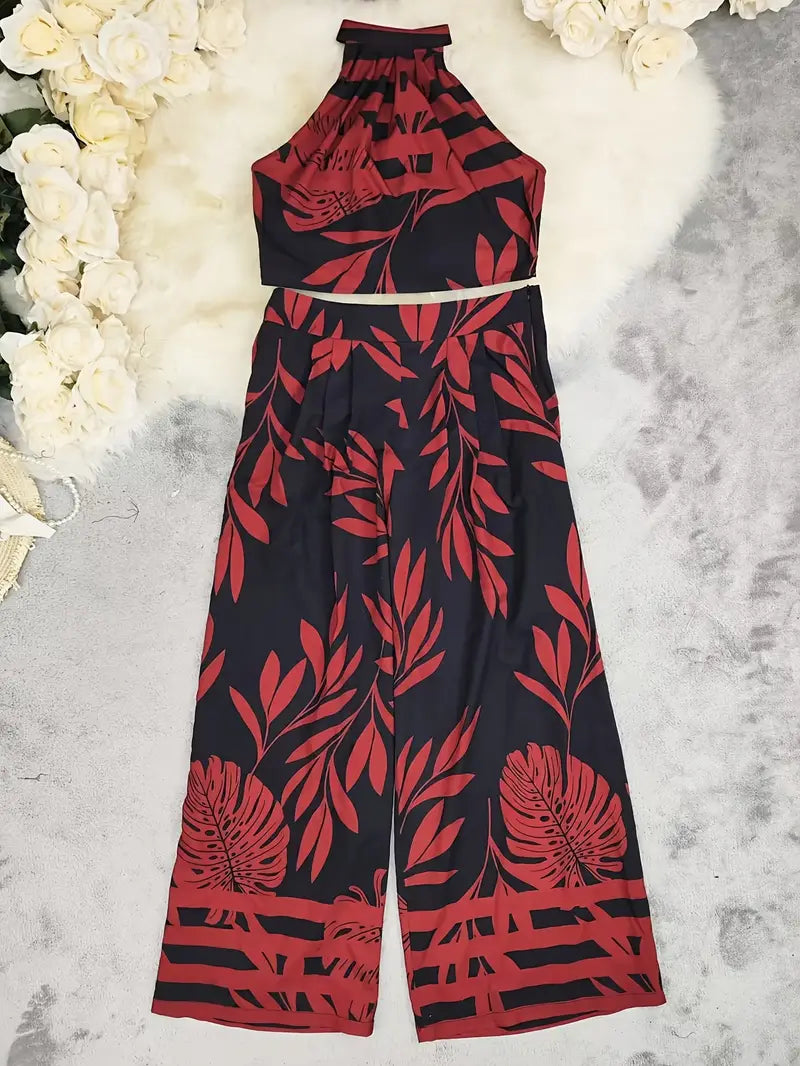 Zirina | Tropical Print Halter Two Piece Set