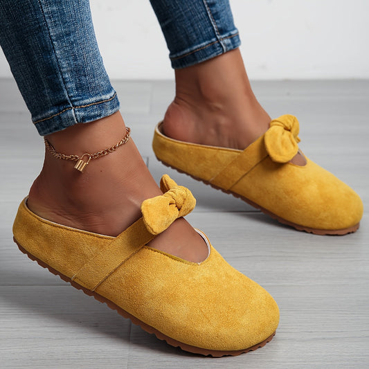 Minaya | Suede Bow Slip On Mules