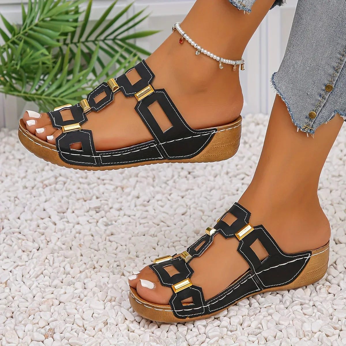 Norika | Open Toe Cut-Out Slide Sandals