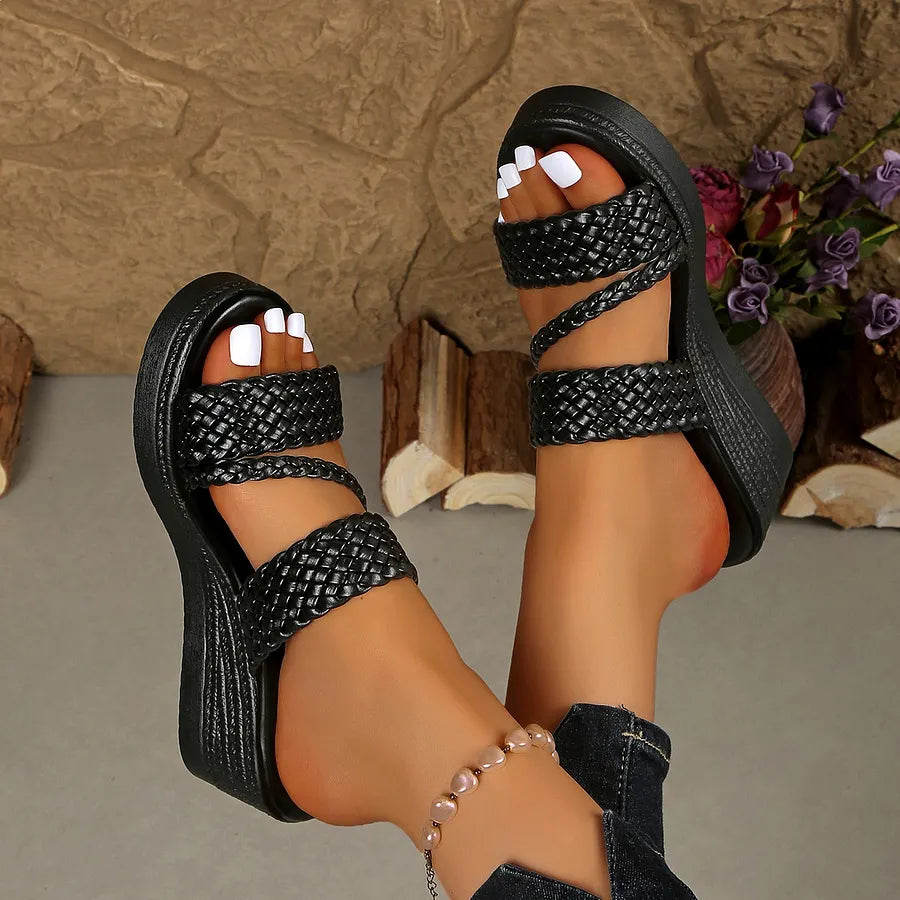 Kalwina - Wedge Braided Strap Sandals