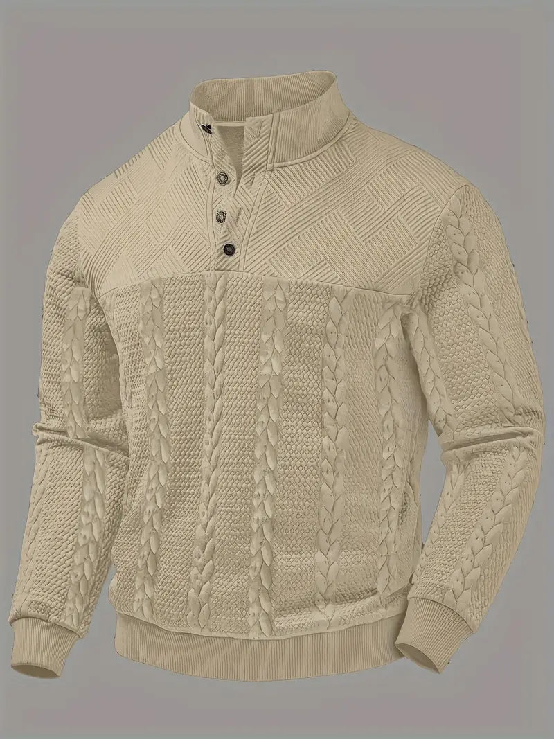 Dawson | Long Sleeve Textured Henley Knit Sweater