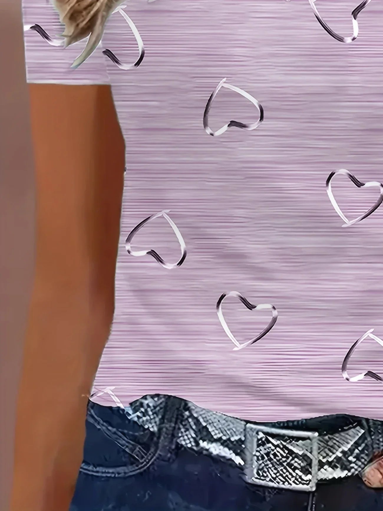 Emlyn | Heart Print Short Sleeve V Neck Top