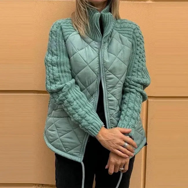 Daphne | Quilted Jacket with Knitted Sleeves