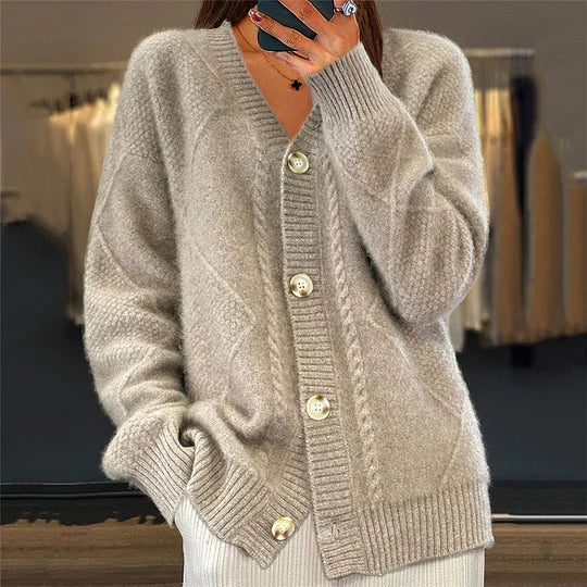 Tanner - V Neck Button Knit Cardigan
