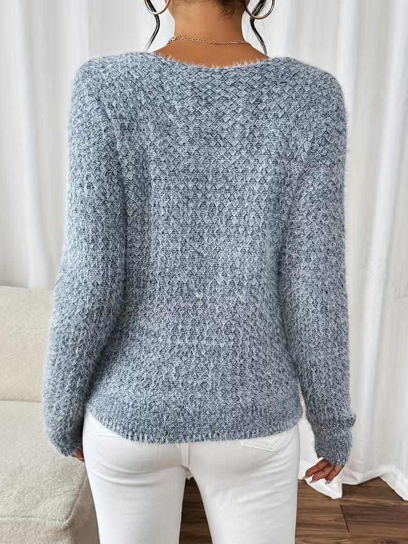 Aderah | V-Neck Textured Knit Jumper