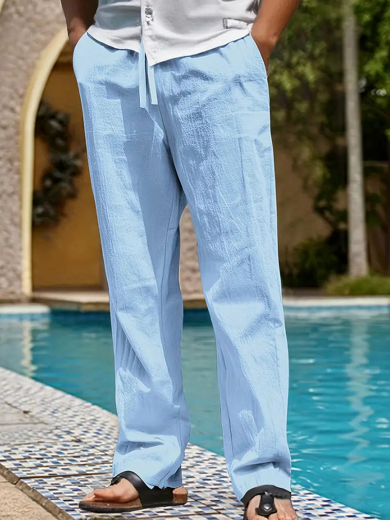 Babaev | Drawstring Wide Leg Linen-Style Trousers