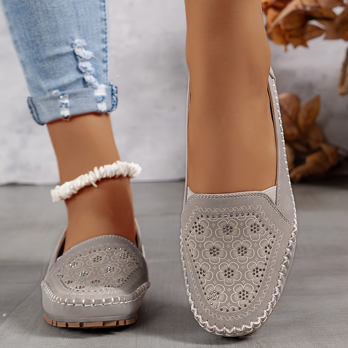 Lyrissa | Floral Slip-On Casual Loafers