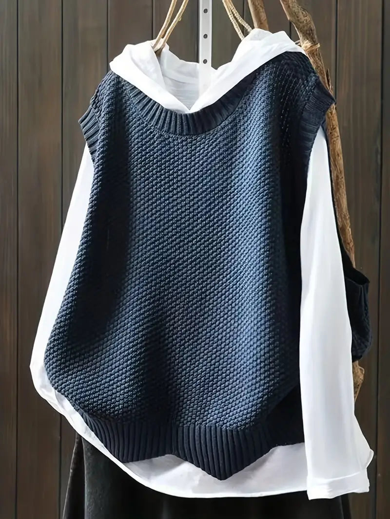 Ramona | Knitted Sleeveless Crew Neck Jumper Vest