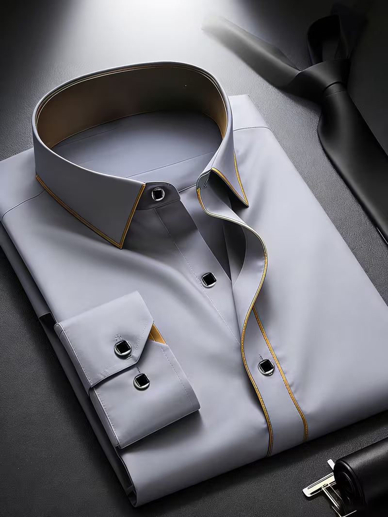 Daven | Long Sleeve Contrast Trim Button Shirt