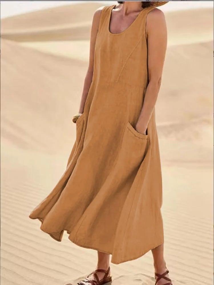 Zoha | Sleeveless Pocket Maxi Swing Dress
