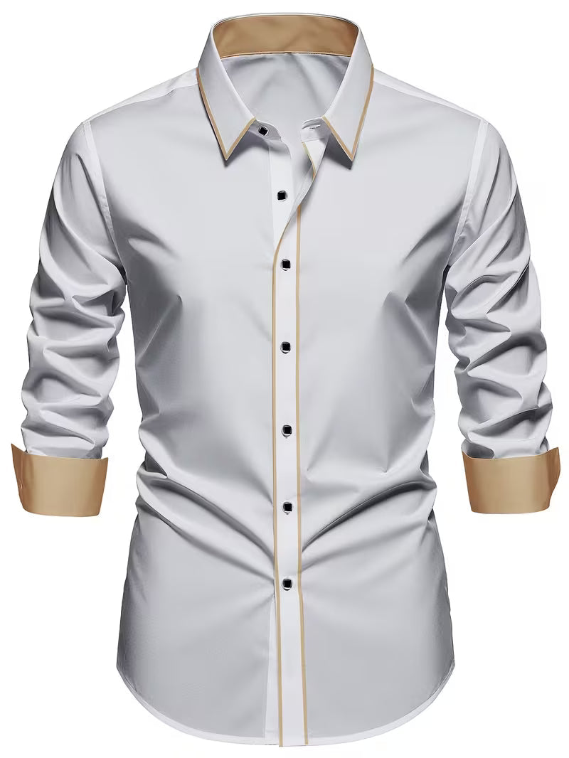 Daven | Long Sleeve Contrast Trim Button Shirt