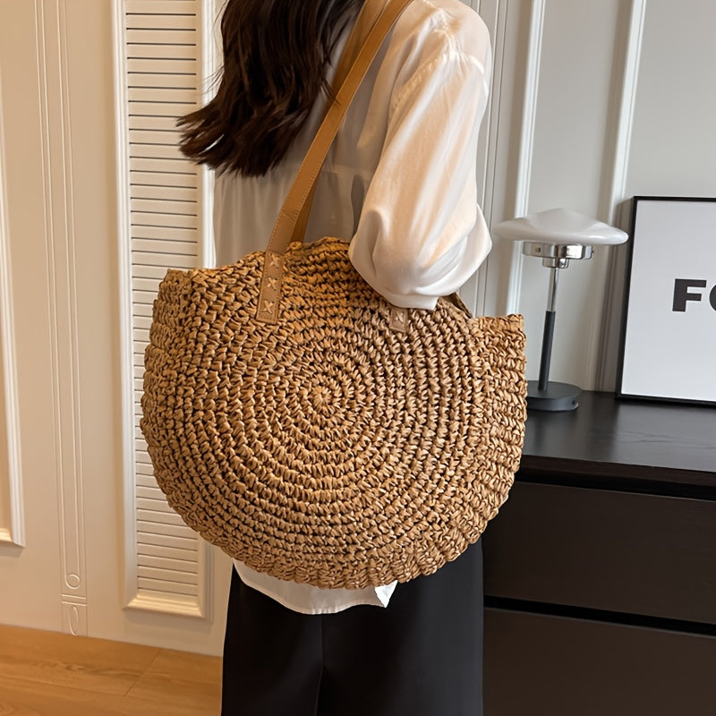 Cléa | Woven Round Straw Tote Shoulder Bag