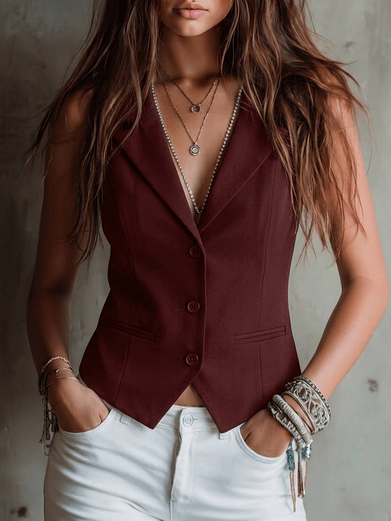 Arden | Sleeveless Tailored Vest with Pockets