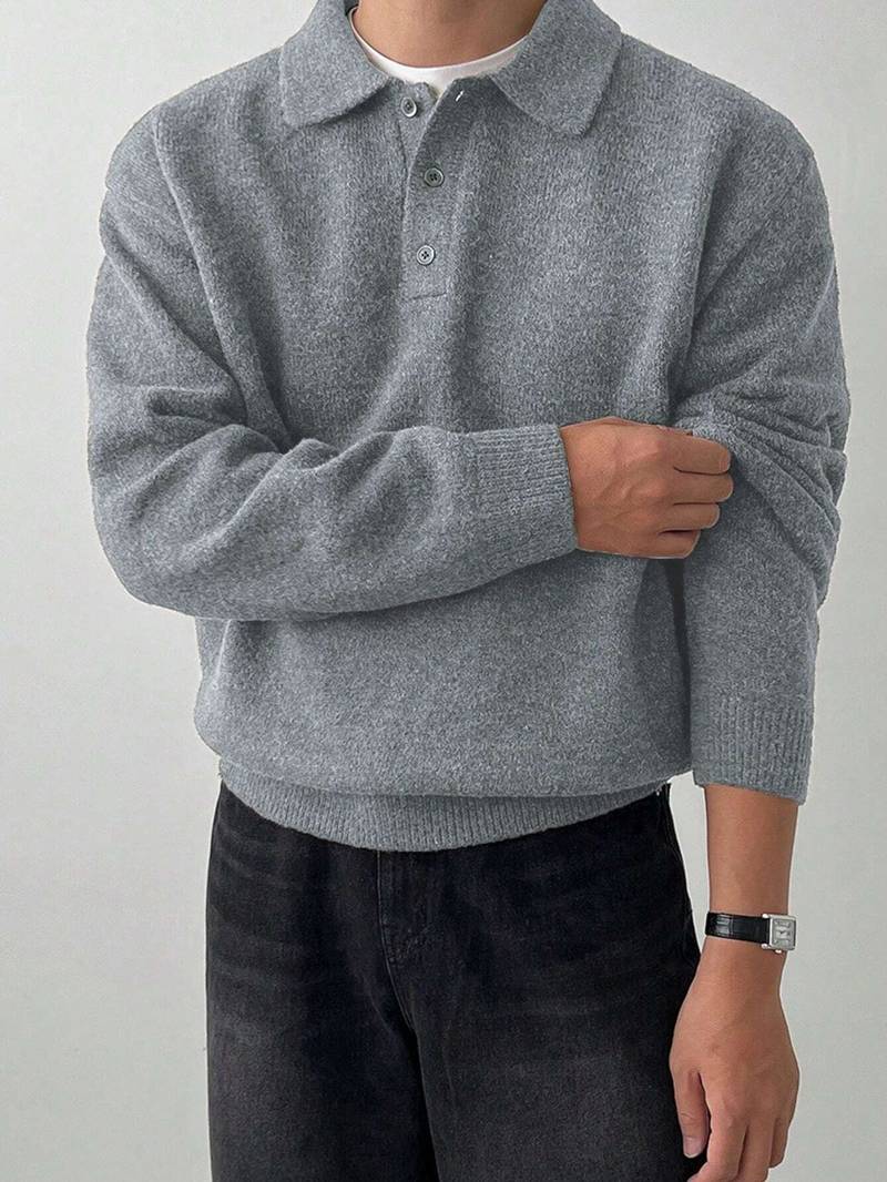 Eliran | Long Sleeve Textured Knit Polo Top