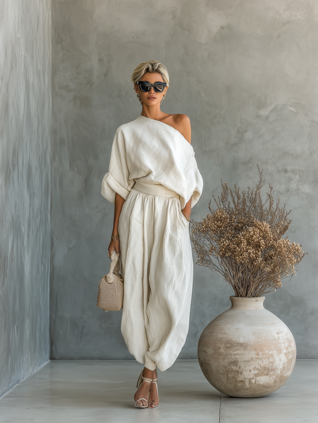 Abira - Off Shoulder Top Wide Leg Set