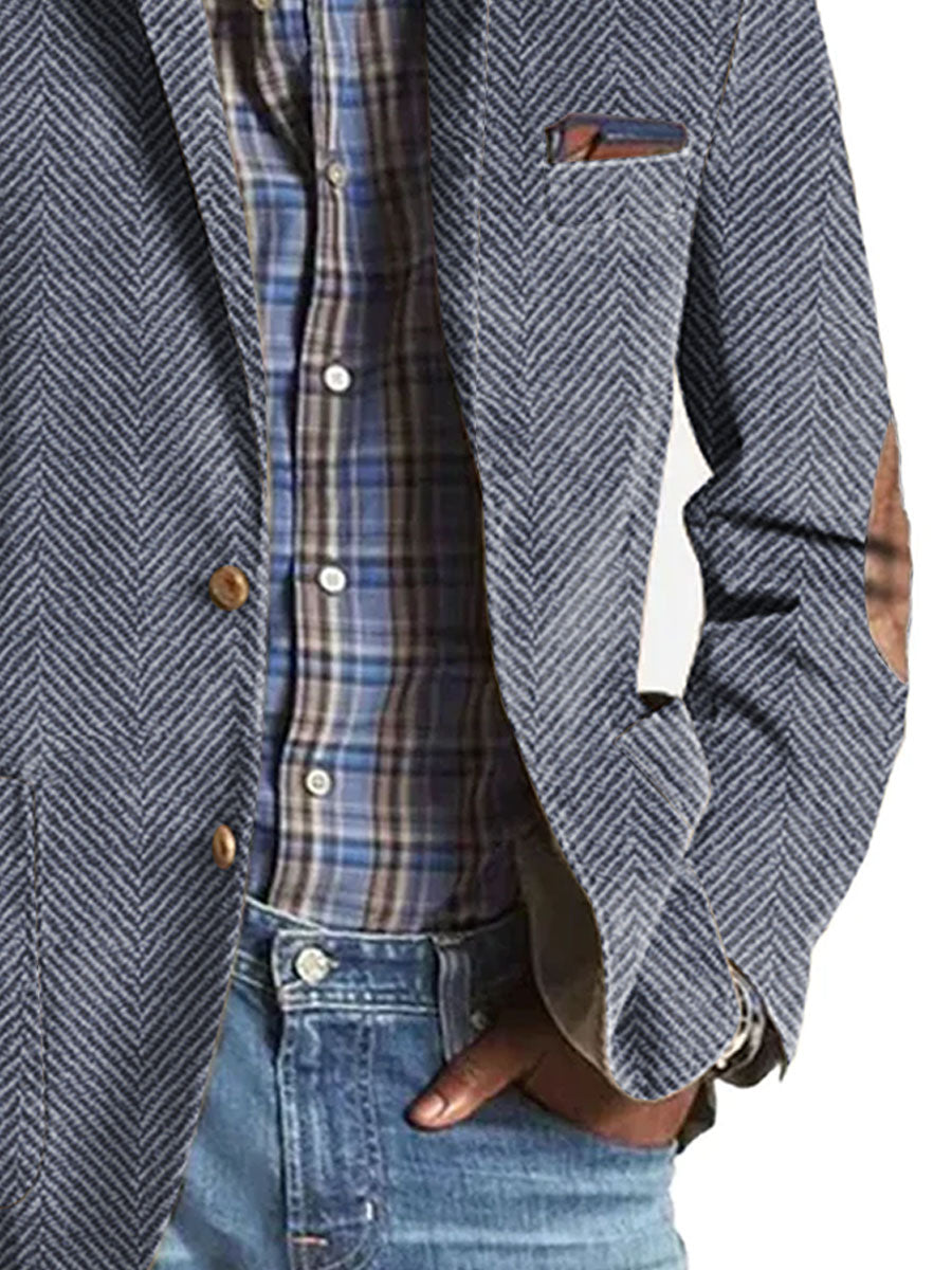 Elon | Herringbone Suede Trim Blazer