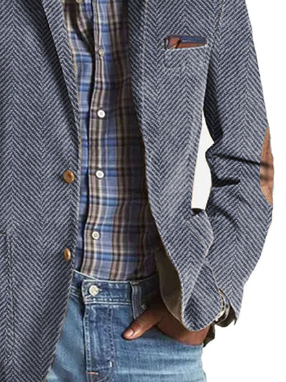 Elon | Herringbone Suede Trim Blazer