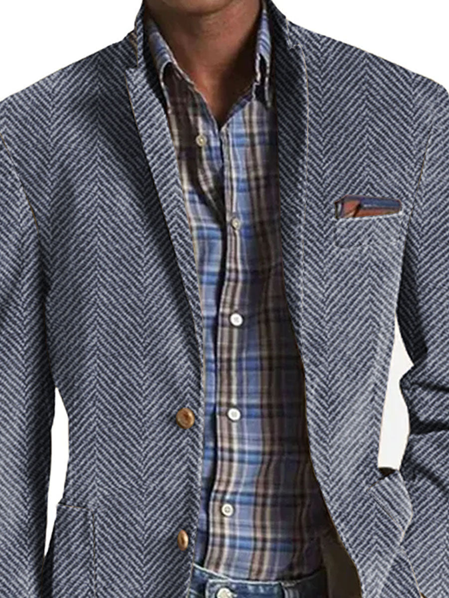Elon | Herringbone Suede Trim Blazer