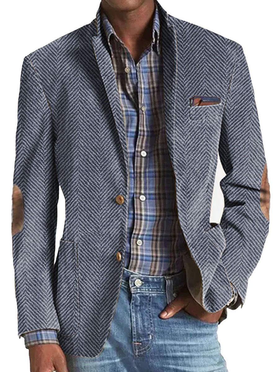 Elon | Herringbone Suede Trim Blazer