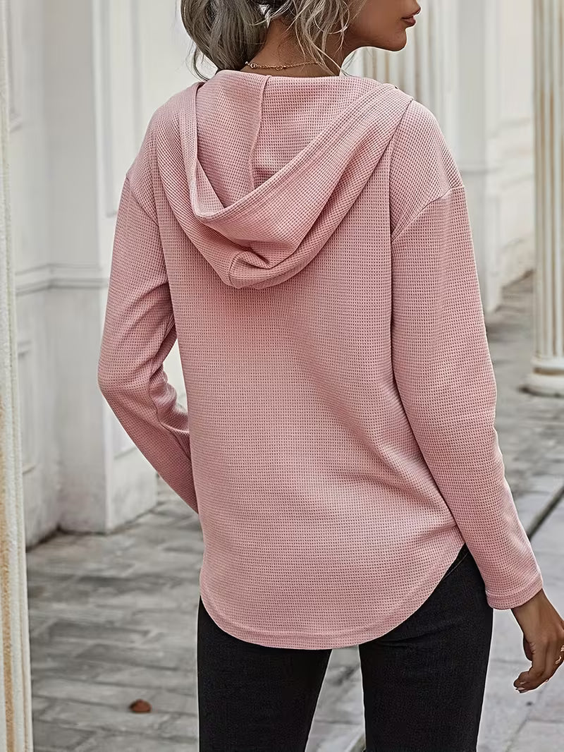 Heydi | Sweatshirt with V-Neck Hood Curved Hem