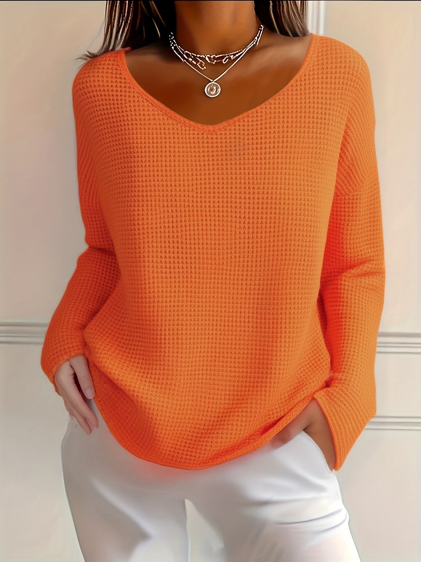 Imogurette | Waffle Long Sleeve V-Neck Shirt in Multiple Colours