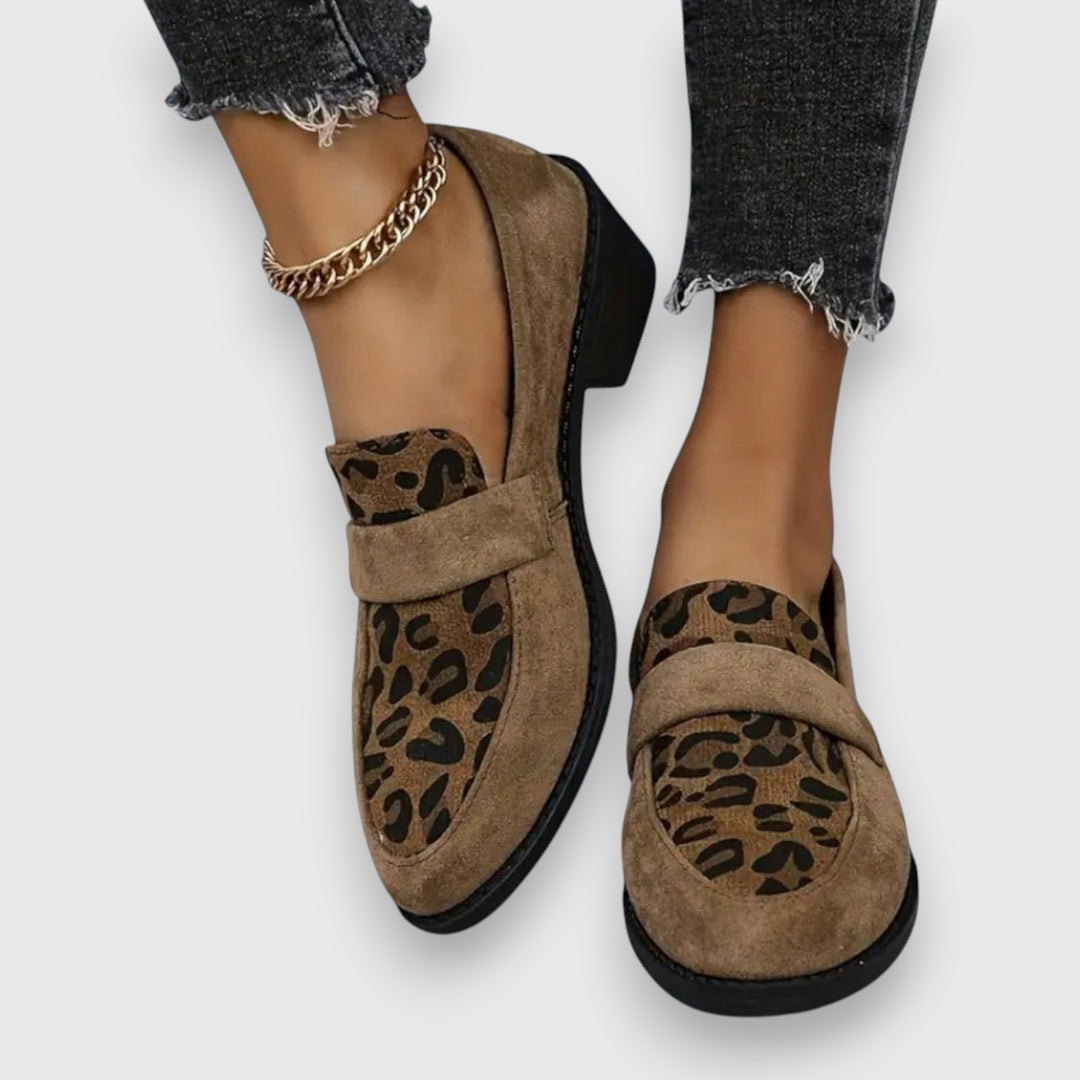Lucyna | Leopard Print Block Heel Loafers