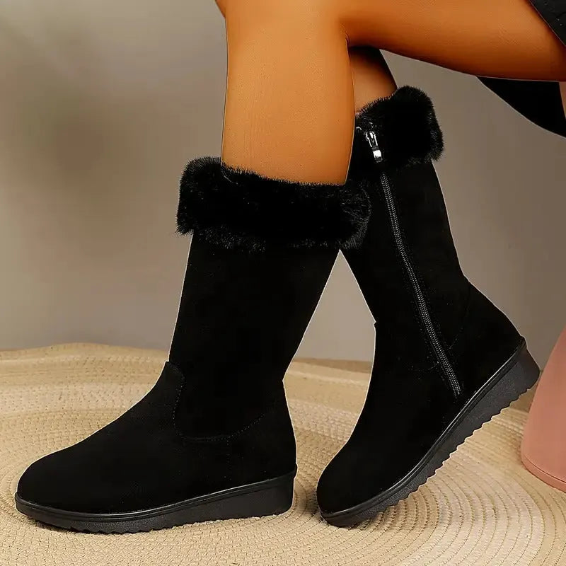 Neah | Mid Calf Faux Fur Side Zip Boots