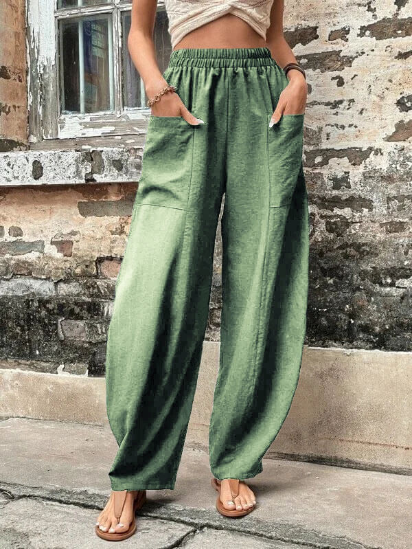 Salomee | Wide Leg Elastic Waist Casual Trousers