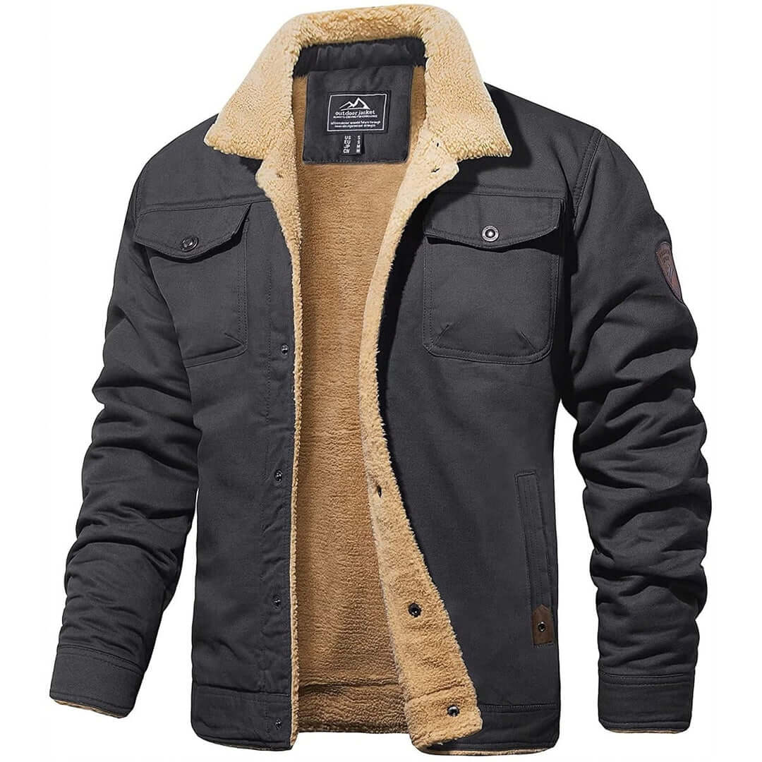 Charlie | Jacket With Plush Collar and Flap Pockets