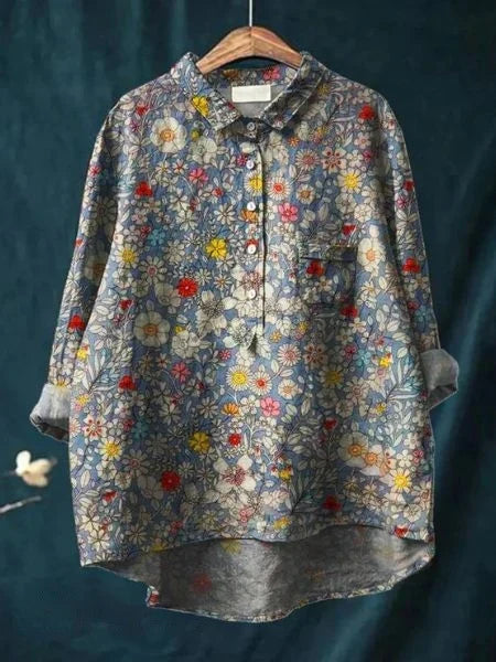 Emery | Painterly Floral Long Sleeve Blouse